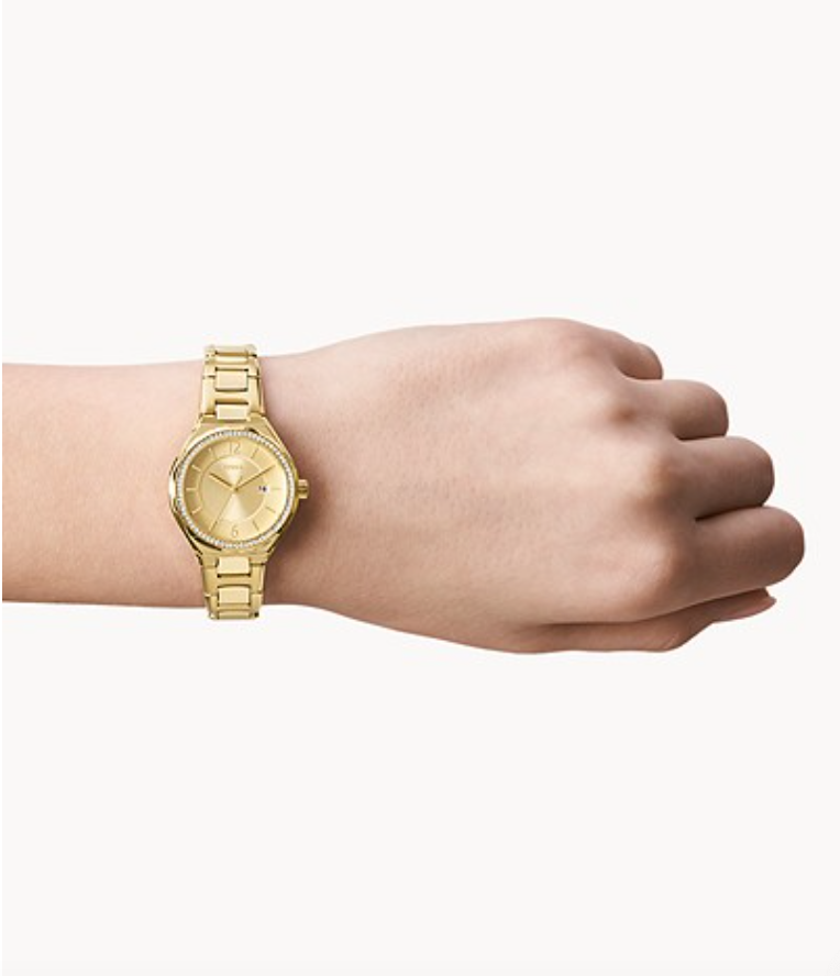 Fossil Women Eevie Three-Hand Date Gold-Tone Stainless Steel Watch Bq3801