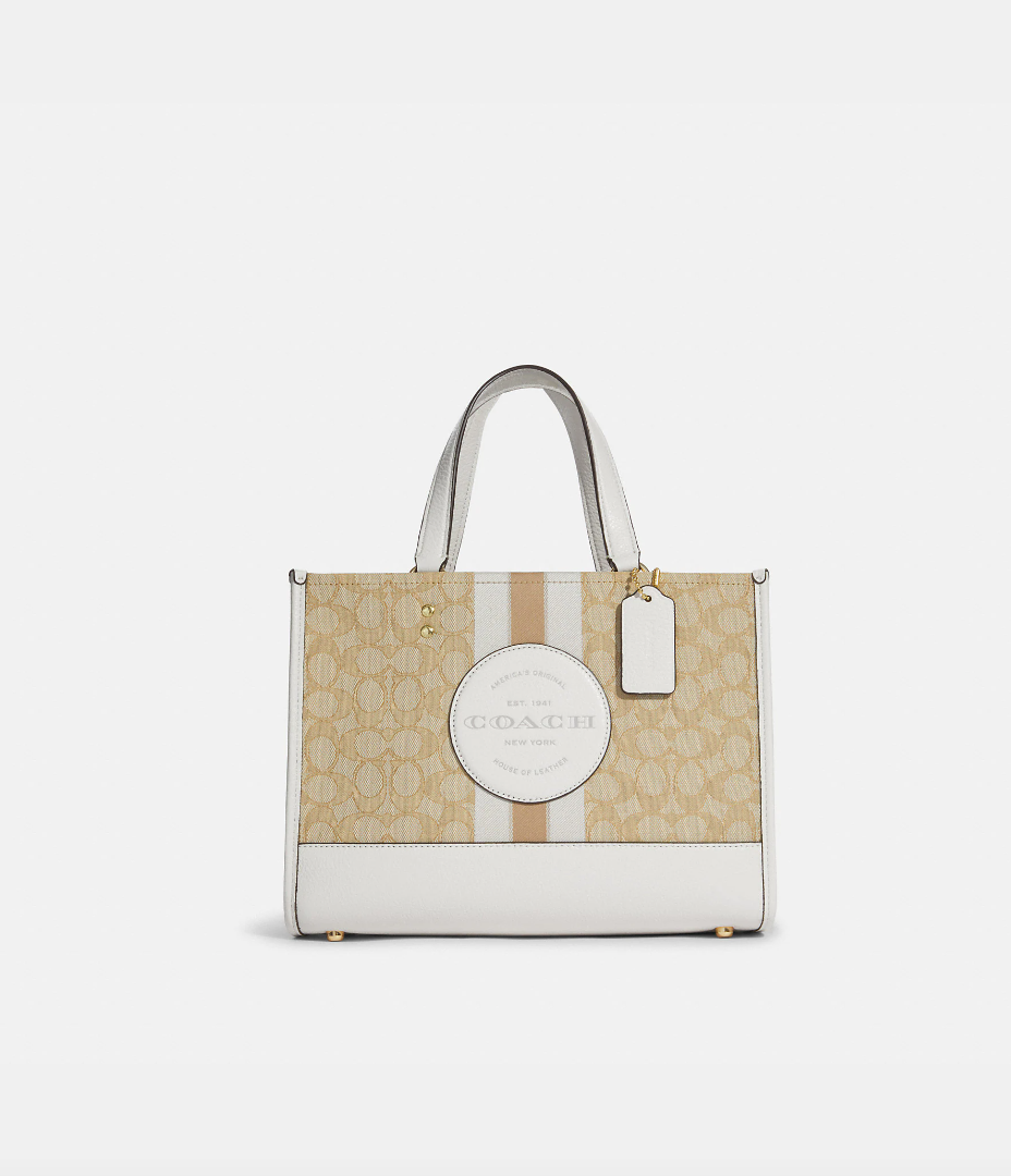 Coach Dempsey Carryall In Signature Jacquard With Coach Patch Light Khaki Chalk (Pre-order)