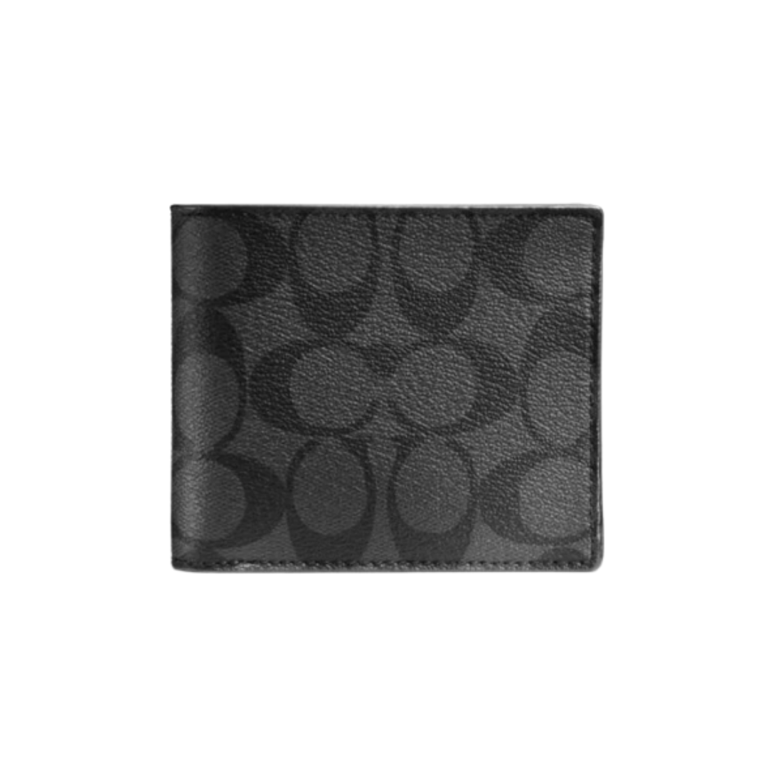 Coach 3-In-1 Men Wallet In Signature Charcoal Black (Pre-Order)