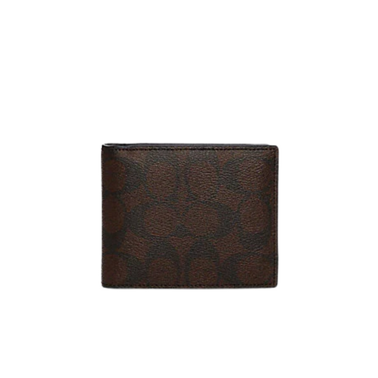 Coach Men 3-in-1 Wallet In Blocked Signature Mahogany Multi