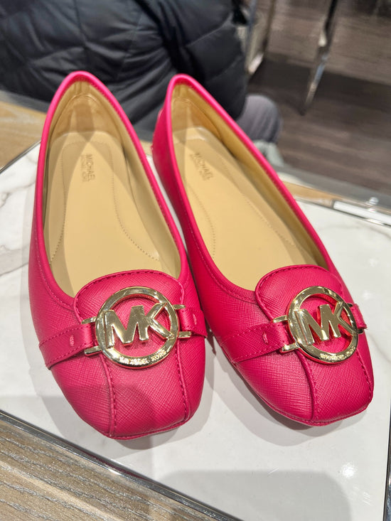Michael Kors Fulton Faux Saffiano Leather Moccasin In Carmine Pink