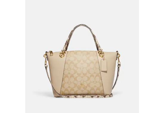 Coach Kacey Satchel In Colorblock Signature In Light Khaki Ivory (Pre-order)