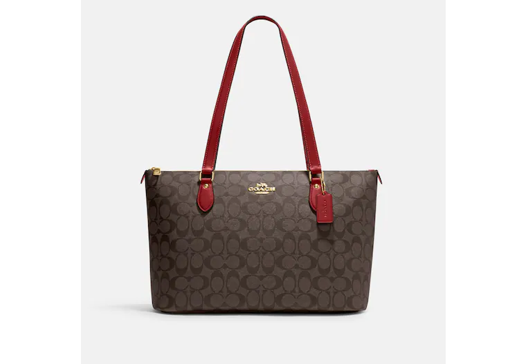 Coach Gallery Tote In Signature Brown Red (Pre-Order)