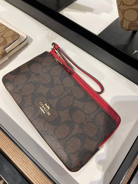 Load image into Gallery viewer, Coach Double Zip Wallet In Signature Brown Red (Pre-order)
