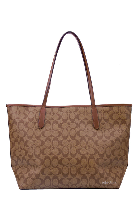 Coach Open City Tote In Signature Khaki Saddle (Pre-Order)