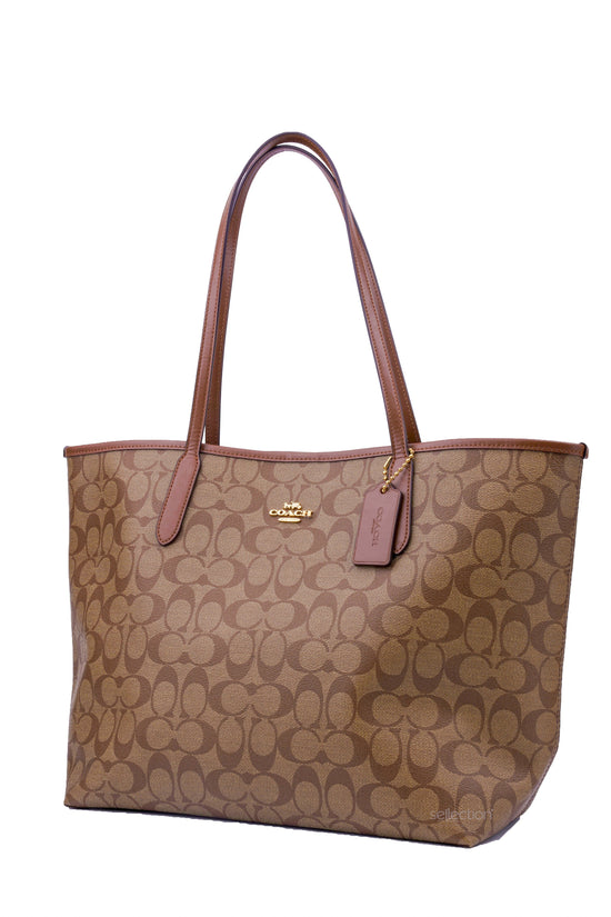 Coach Open City Tote In Signature Khaki Saddle (Pre-Order)